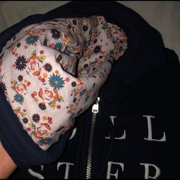 Hollister navy floral hood zip up - Picture 3 of 3